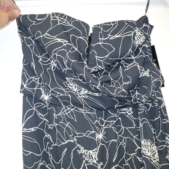 Lulu's Dancing in the Dark Black and White Print Strapless Jumpsuit Size S - Picture 5 of 16